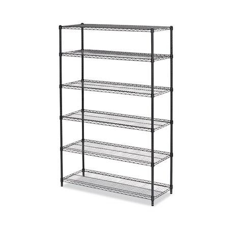 Alera Wire Shelving Unit, 18"D x 48"W x 72"H, 6 Shelves, Black Anthracite 6TCOM4818BA